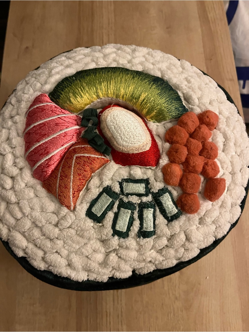 World Market Sushi & Rice Roll Embroidered Realistic & Playful Pillow